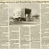 Series of articles from 1992-1993 on the college's recycling program, its problems and progress